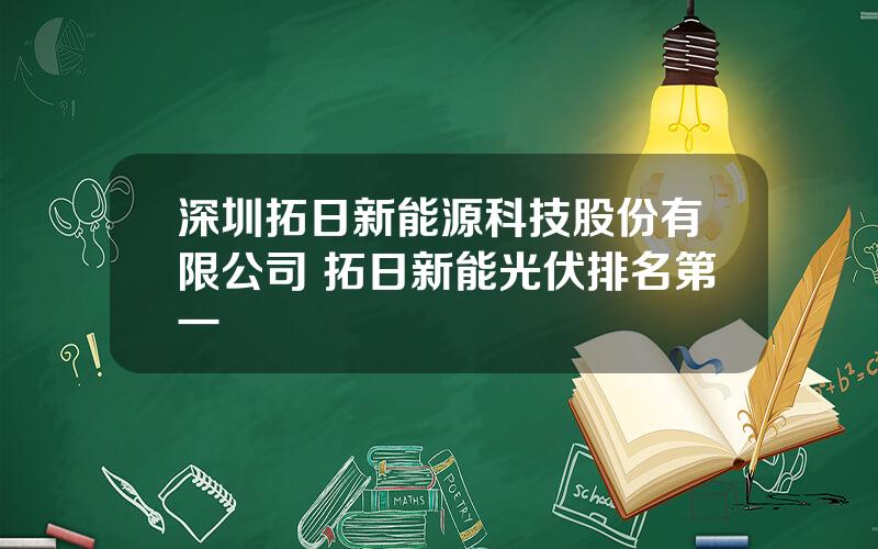 深圳拓日新能源科技股份有限公司 拓日新能光伏排名第一